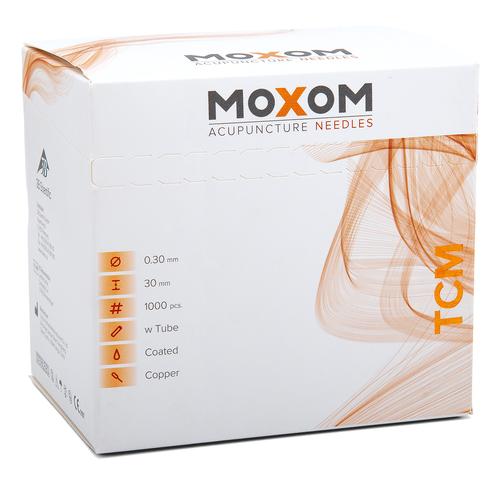 Akupunkturnadeln mit Kupferwendelgriff, silikonisiert - MOXOM TCM: Großpackung 1000 Nadeln, 0,30x30 mm (mit Führung), 1022105, Akupunkturnadeln MOXOM
