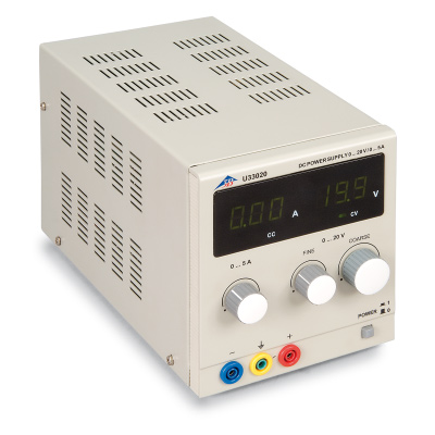 DC-Netzgerät 0-20 V, 0-5 A (115V, 50/60 Hz) -
mit stufenloser Einstellung von Ausgangsstrom und -spannung, 1003311 [U33020-115], Netzgeräte