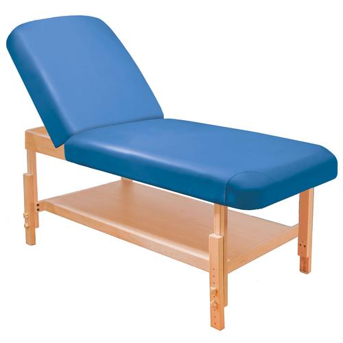 3B Massageliege Deluxe mit verstellbarer Rückenlehne, Naturholzgestell, blaue Polsterung, 1018687 [W60637BL], Therapieliege