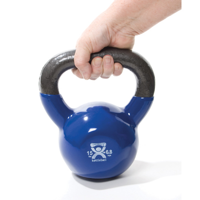 Kettlebell / Kugelhantel - 6,8 kg - gummiert CanDo® - blau | Alternative zu Kurzhanteln, 1015415 [W67021], Therapie mit Gewichten