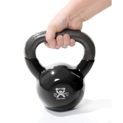 Kettlebell / Kugelhantel - 9,1 kg - gummiert CanDo® - schwarz | Alternative zu Kurzhanteln, 1015416 [W67022], Therapie mit Gewichten